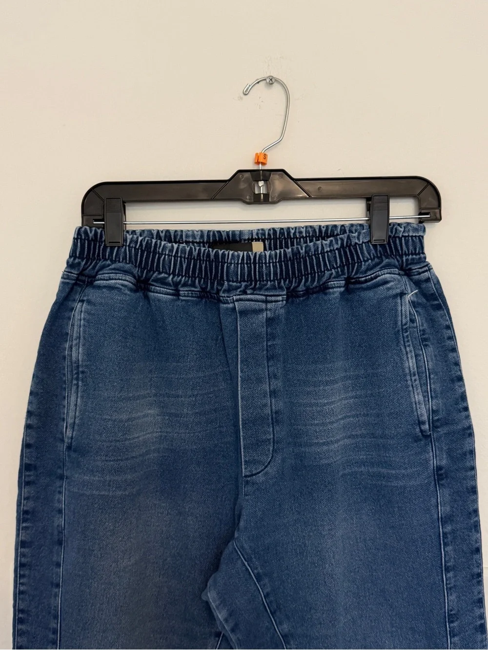 Men's Blue Elastic Waist Denim Jogger Jeans